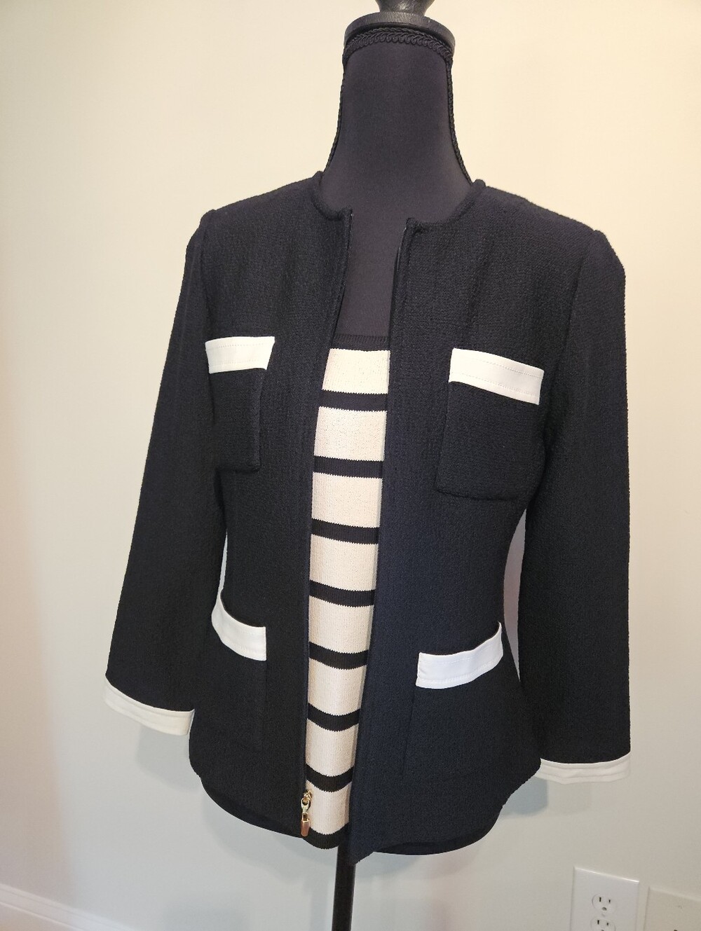 St John Striped Knit Set ~ Camisole & Jacket S